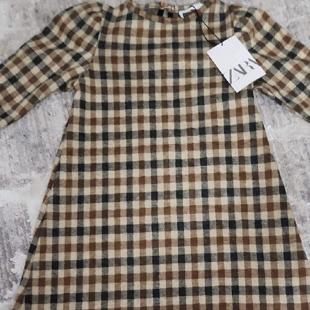 Zara Kids Plaid Dress - Brown and Black